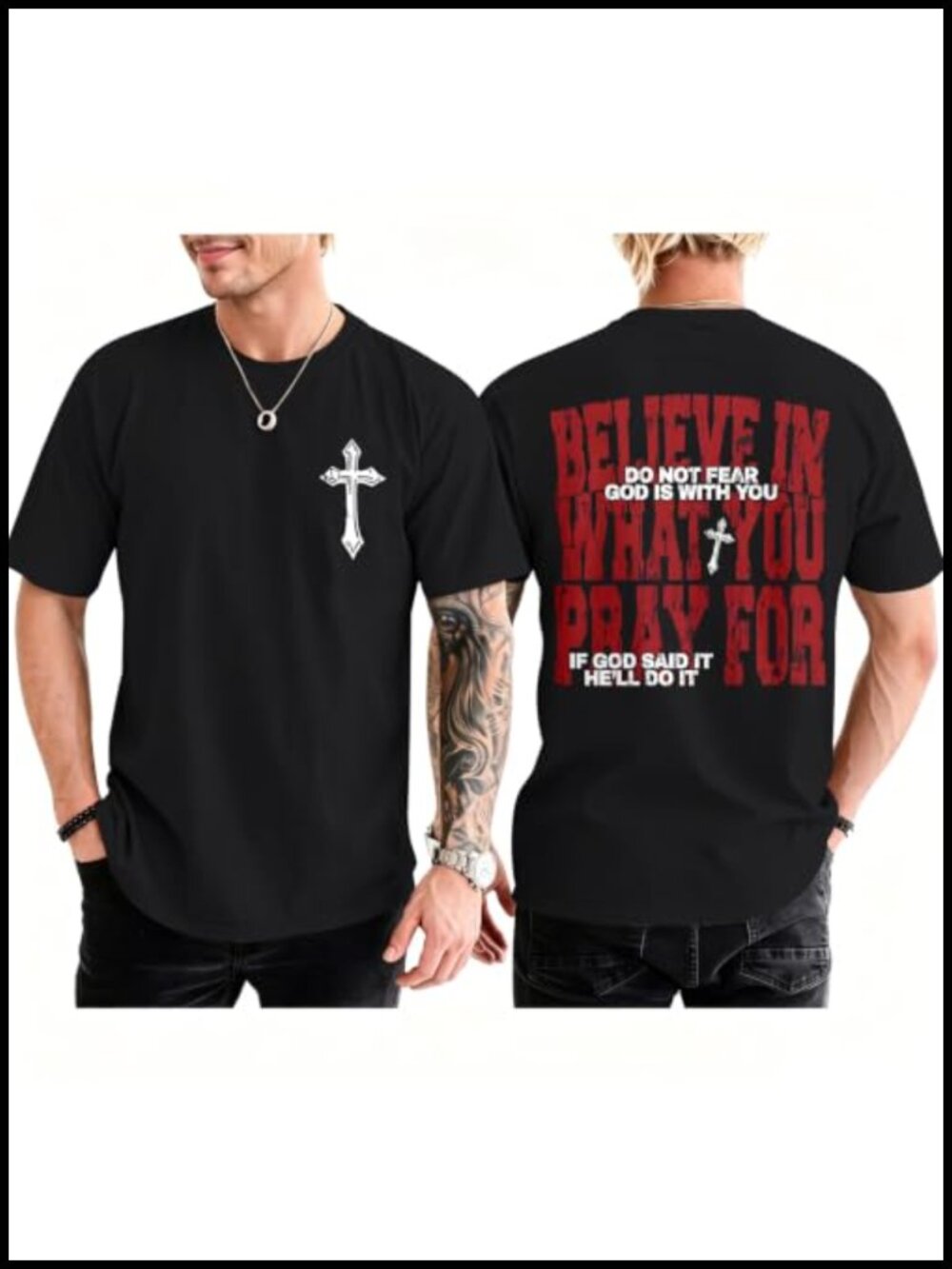 Men's Christian Faith Graphic T-Shirt Bible Verse Cross Crew Neck Short Sleeve